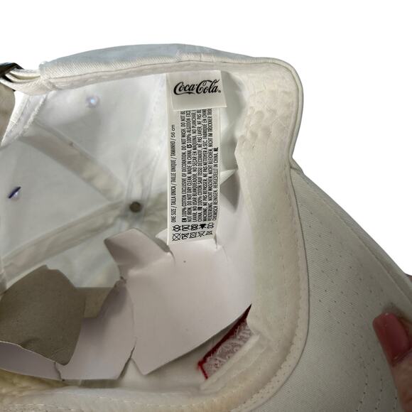 Coca-Cola Logo White Baseball Hat Unisex Men's Women's Adjustable - Picture 4 of 4